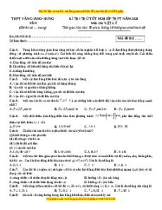 Đề thi thử tốt nghiệp Vật lí trường THPT Văn Giang - Hưng Yên năm 2024