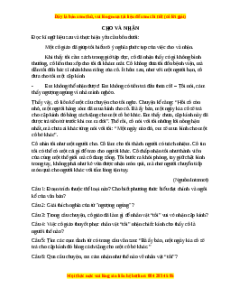 Phiếu bài tập Tuần 3 Cho và nhận Ngữ văn 6