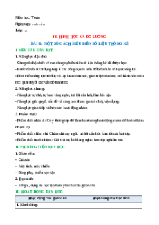 Giáo án Một số cách biểu diễn số liệu thống kê Toán lớp 5 Cánh diều