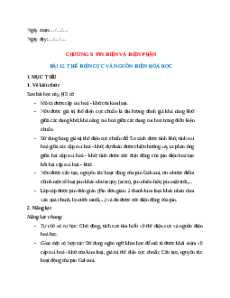 Giáo án Bài 12 Hóa học 12 Chân trời sáng tạo: Thế điện cực và nguồn điện hoá học