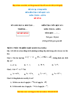 Đề thi cuối kì 1 Toán 6 Cánh diều (Đề 6)