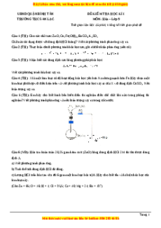 Đề thi cuối kì 1 Hóa học 9 trường THCS An Lạc