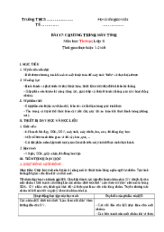 Giáo án Tin học 6 Bài 17 (Kết nối tri thức): Chương trình máy tính