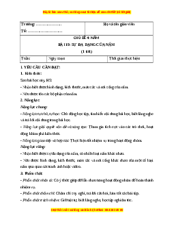 Giáo án Bài 19 Khoa học lớp 4 (Chân trời sáng tạo): Sự đa dạng của nấm