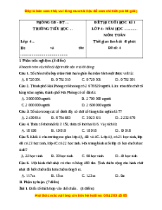 Đề thi cuối kì 1 Toán lớp 4 Kết nối tri thức - Đề 4