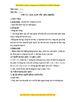 Giáo án Quy tắc dấu ngoặc Toán 6 Kết nối tri thức
