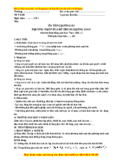 Giáo án Ôn tập chương 3 Toán 12 Hình học