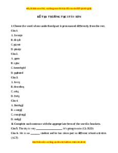 Đề thi cuối kì 2 Tiếng Anh 9 trường THCS Tây Sơn năm 2023