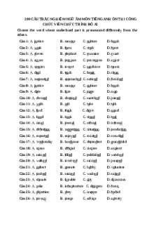 (Ôn thi Viên chức Mầm non) 200 câu trắc nghiệm ngữ âm tiếng Anh