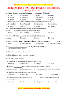Bộ 10 đề thi giữa kì 2 Tiếng Anh 6 English Discovery có đáp án