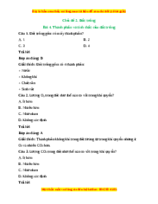 Trắc nghiệm Bài 4: Thành phần và tính chất của đất trồng Công nghệ 10 Cánh diều