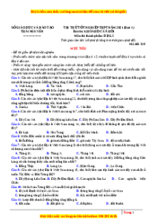 Đề thi thử Địa Lí Sở Thái Nguyên lần 1 năm 2021
