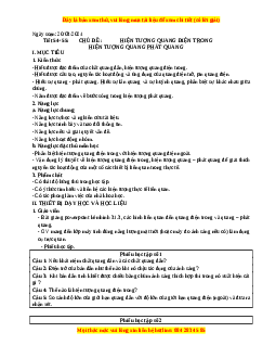 Giáo án Vật lí 12 Bài 32: Hiện tượng quang - phát quang