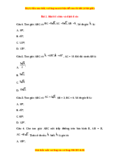 Trắc nghiệm Định lí côsin và định lí sin Toán 10 Chân trời sáng tạo