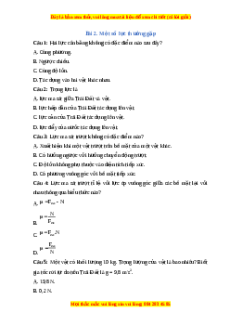 Trắc nghiệm Một số lực thường gặp Vật lí 10 Cánh diều