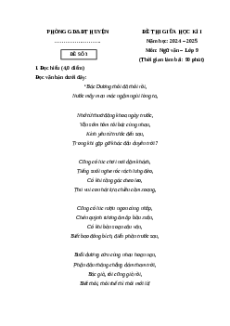 Đề thi giữa kì 1 Ngữ văn 9 Kết nối tri thức (Đề 3)