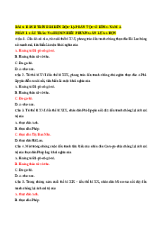 Trắc nghiệm Bài 6: Hành trình đi đến độc lập dân tộc ở Đông Nam Á Lịch sử 11 Đúng-Sai 2025