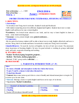 Giáo án Unit 1: My new school Tiếng Anh 6 Global success