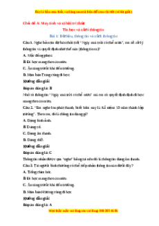 Trắc nghiệm Tin học 10 Chủ đề A Bài 1: Dữ liệu, thông tin và xử lí thông tin Tin học 10 Cánh diều
