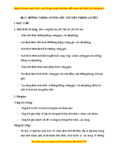 Giáo án Đường thẳng vuông góc với mặt phẳng Toán 11 Chân trời sáng tạo