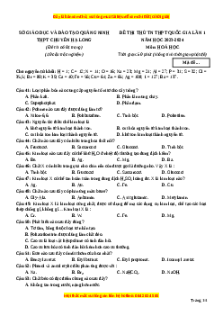 Đề thi thử tốt nghiệp Hóa học trường THPT Chuyên Hạ Long - Quảng Ninh lần 1 năm 2024