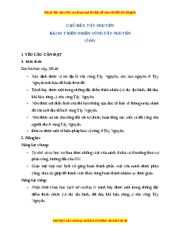 Giáo án Bài 19 Lịch sử & Địa lí lớp 4 Chân trời sáng tạo: Thiên nhiên vùng Tây Nguyên