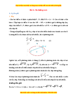 Lý thuyết Toán 10 Kết nối tri thức Bài 22: Ba đường Conic