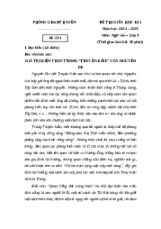 Đề thi giữa kì 1 Ngữ văn 9 Chân trời sáng tạo 2024 (Đề 3)