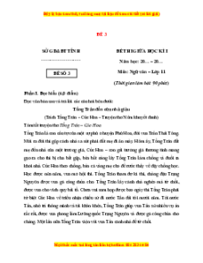 Đề thi giữa kì 1 Ngữ văn 11 Cánh diều ( đề 3)