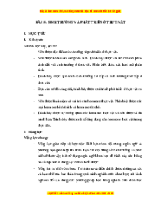 Giáo án Sinh trưởng và phát triển ở thực vật Sinh học 11 Cánh diều