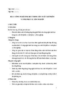 Giáo án chuyên đề Bài 3: Công nghệ SH trong sản xuất chế phẩm vi sinh phục vụ Lâm nghiệp 12 Kết nối tri thức