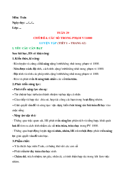 Giáo án Luyện tập (Trang 62) Toán lớp 2 Cánh diều