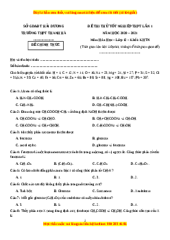 Đề thi thử Hóa Học trường Thanh Hà lần 1 năm 2021
