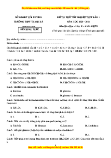 Đề thi thử Hóa Học trường Thanh Hà lần 1 năm 2021