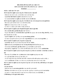 Đề cương ôn tập giữa học kì 2 Kinh tế pháp luật 12 Chân trời sáng tạo