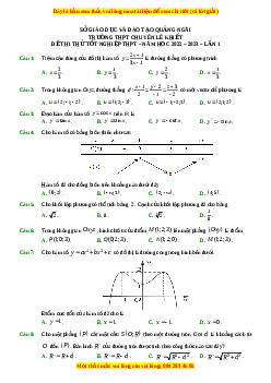 Đề thi thử Toán trường Chuyên Lê Khuyết lần 1 năm 2023