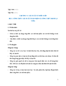 Giáo án Công thức xác suất toàn phần và công thức Bayes Toán 12 Chân trời sáng tạo