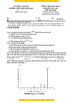 Đề HSG Hóa 10 Trường THPT Trần Hưng Đạo năm 2023 có đáp án