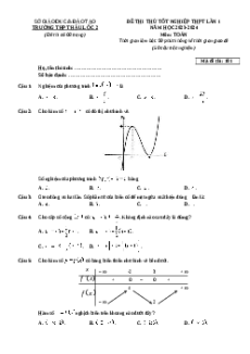 Đề thi thử tốt nghiệp Toán trường THPT Hậu Lộc 2 năm 2024