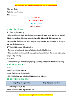 Giáo án Độ dài Toán lớp 1 Chân trời sáng tạo