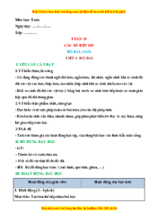 Giáo án Độ dài Toán lớp 1 Chân trời sáng tạo