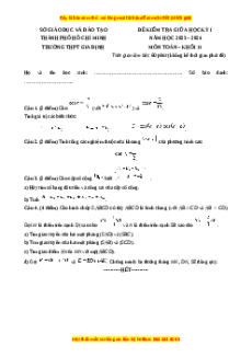 Đề thi giữa kì 1 Toán 11 trường THPT Gia Định - TP Hồ Chí Minh năm 2023-2024