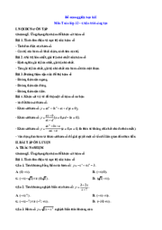 Đề cương ôn tập Giữa kì 1 Toán 12 Chân trời sáng tạo