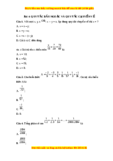 Trắc nghiệm Quy tắc dấu ngoặc và quy tắc chuyển vế Toán 7 Chân trời sáng tạo