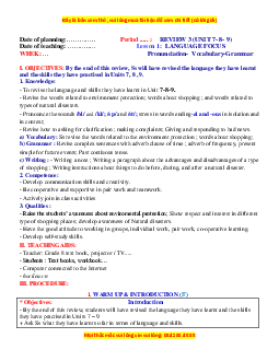 Giáo án Review 3 Tiếng Anh 8 Global success