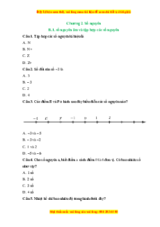 Trắc nghiệm Số nguyên âm và tập hợp các số nguyên Toán 6 Chân trời sáng tạo