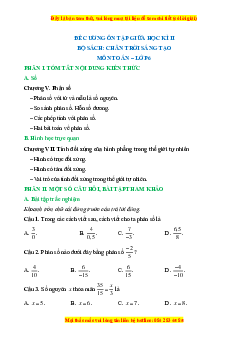 Đề cương ôn tập Giữa kì 2 Toán 6 Chân trời sáng tạo