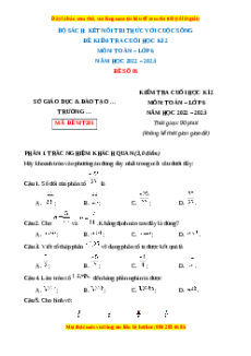 Đề thi cuối kì 2 Toán 6 Kết nối tri thức (Đề 6)