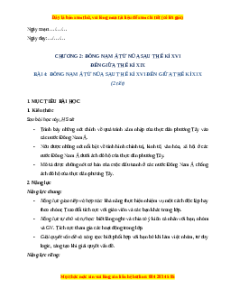 Giáo án Bài 4 Lịch sử 8 Kết nối tri thức (2024): Đông Nam Á từ nửa sau thế kỉ XVI đến giữa thế kỉ XIX