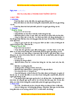 Giáo án Bài 34 Địa lí 10 Chân trời sáng tạo (2024): Địa lí ngành giao thông vận tải